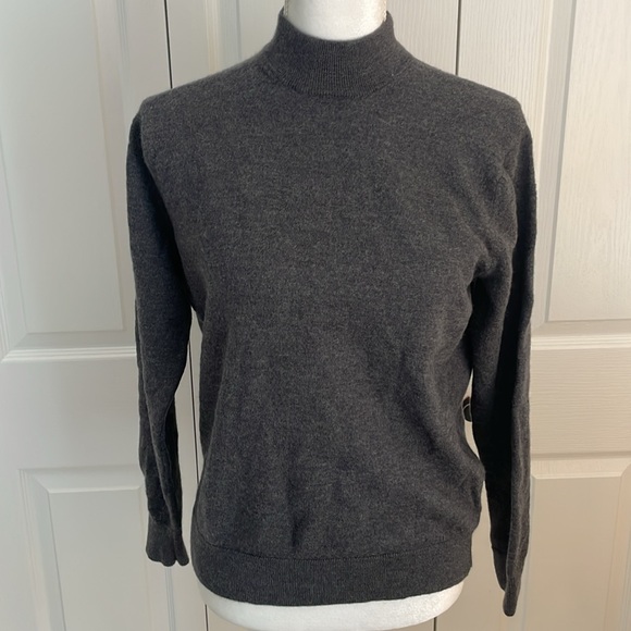 Murano SZ L Gray Long Sleeve Mock-Neck Pull Over Sweater 100% Merino Wool - Picture 12 of 12